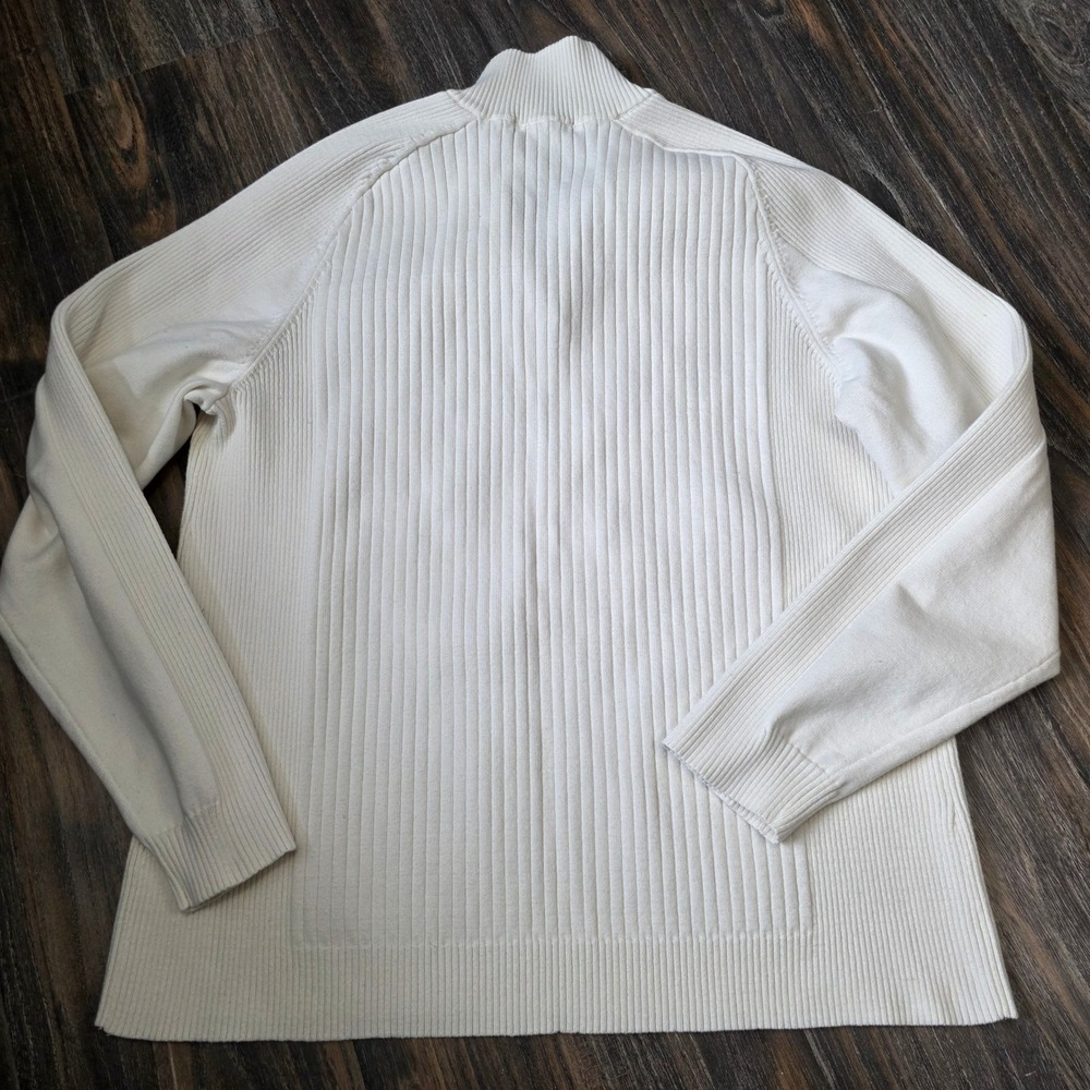 INC International Concepts Mens White Ribbed Quarter Zip Sweater XL Cotton Blend - Picture 9 of 9